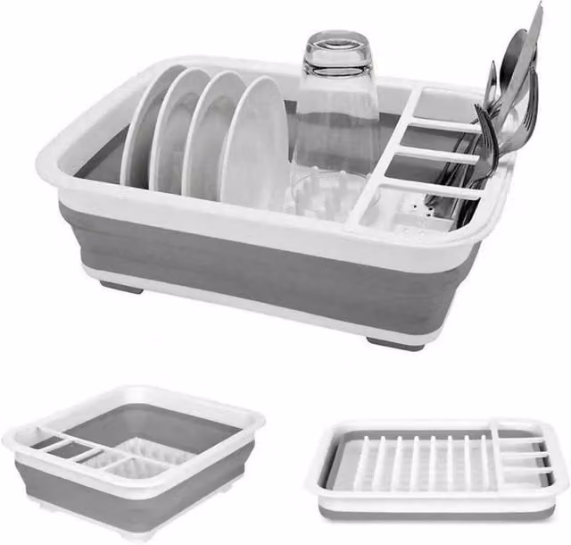 SPETLEK Collapsible Dish Drainer Rack in Grey – 1