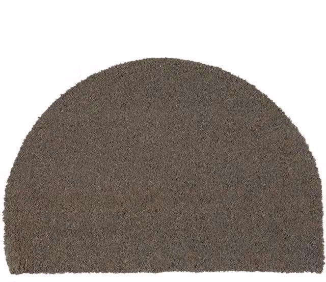 Nicola Spring Grey Coir Semicircular Half Moon Door Mat, W: 60 cm, D: 40 cm