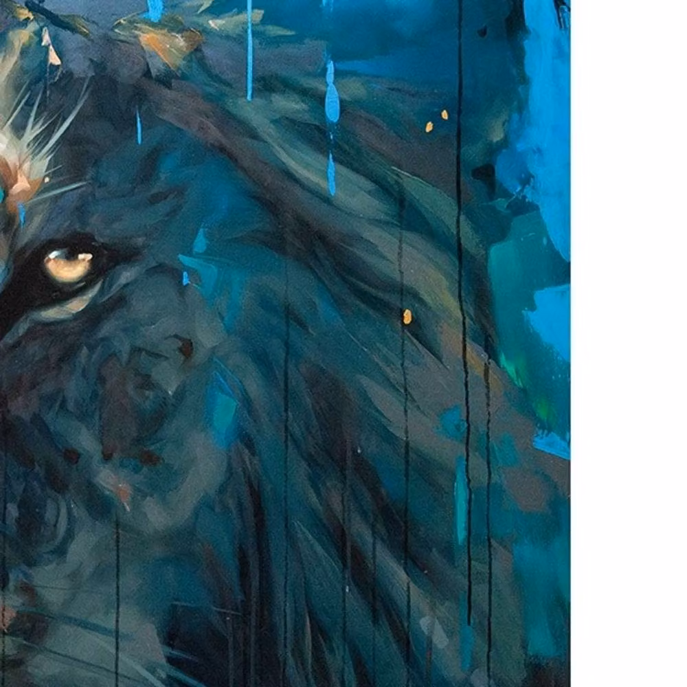 Frank Pretorius Lion Print Paper Poster in Mid Blue – 2