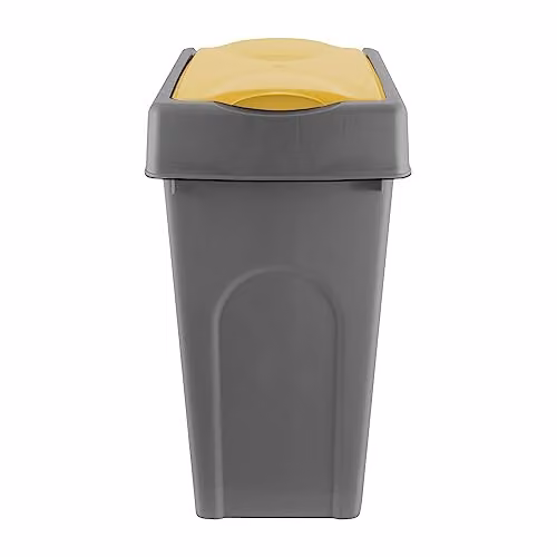 Simpa 50L Grey and Yellow Square Plastic Recycling Bin with Flip Lid, W/D/H: 40 x 33 x 66 cm – 3