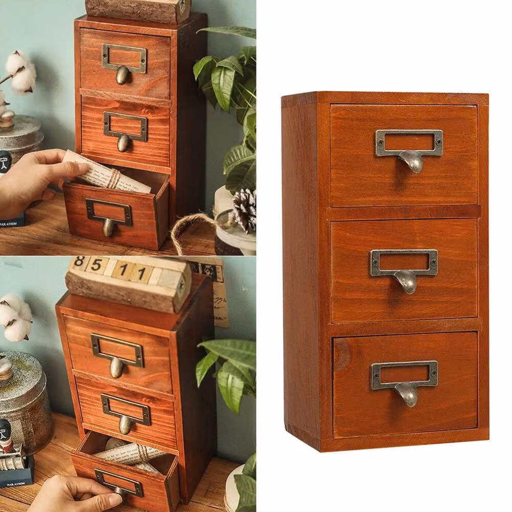 SPETLEK Solid Wood 3-Drawer Storage Cabinet in Brown – 3