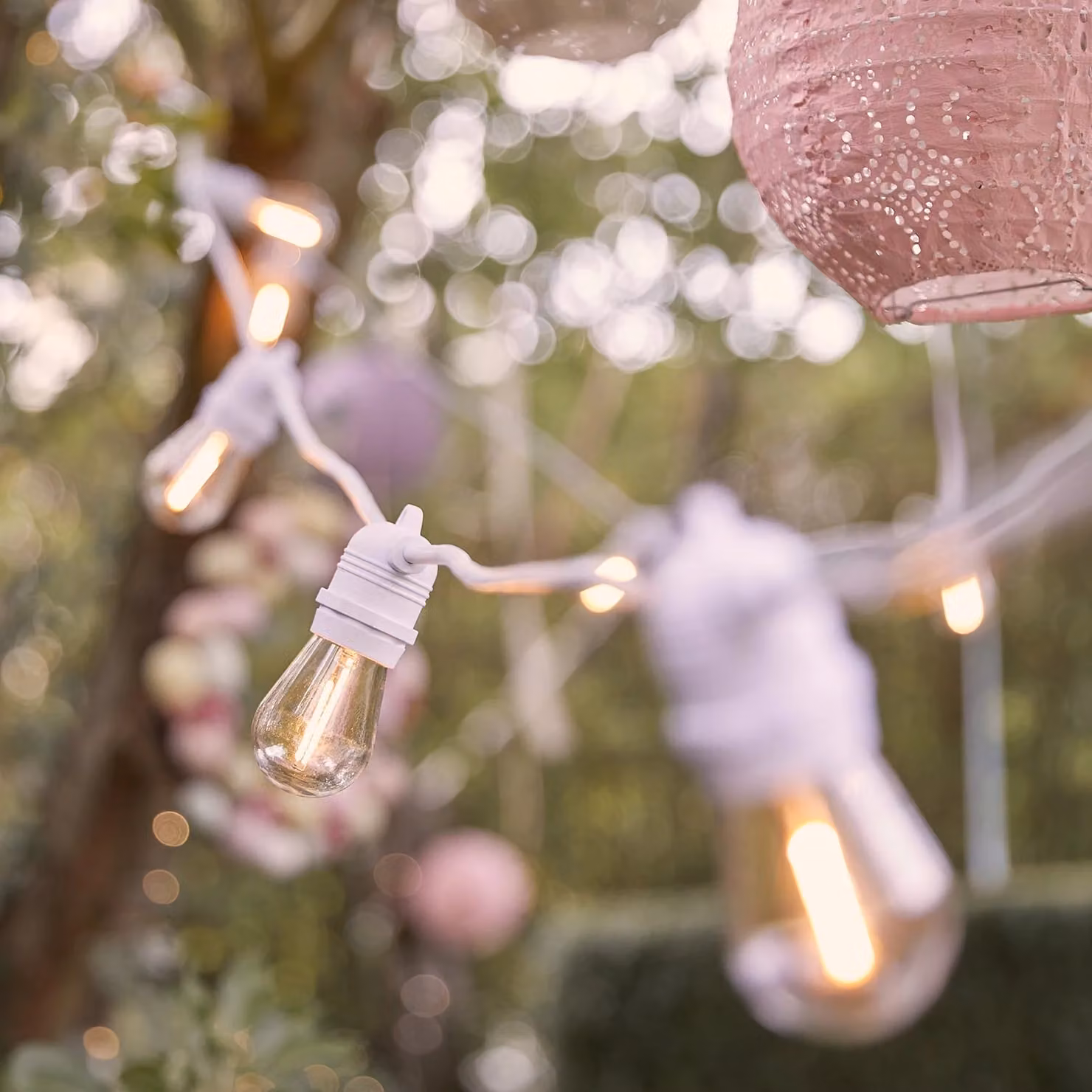Ultimate Connectable LED Warm White Festoon Lights with White Cable, 45m