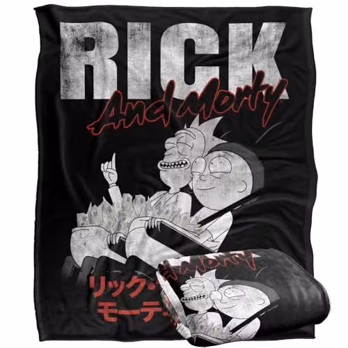 LOGOVISION Rick and Morty Manga Silky Touch Super Soft Fleece Throw Blanket, Multicolour, W: 127.0 cm, L: 152.4 cm