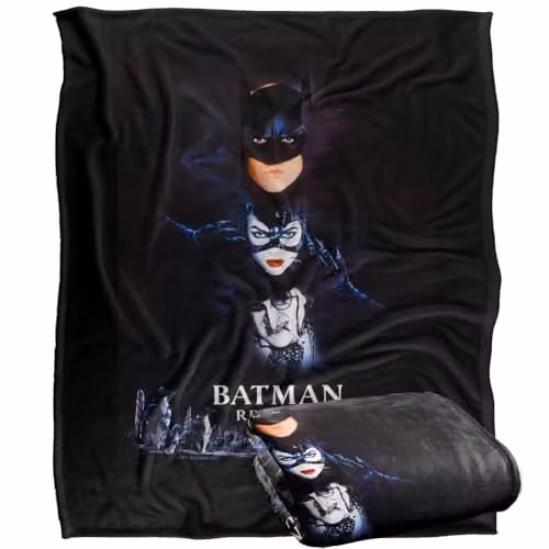 LOGOVISION Batman Returns Batman Catwoman Penguin Poster Super Soft Fleece Throw Blanket, Multicolour, W: 152 cm, D: 127 cm – 1