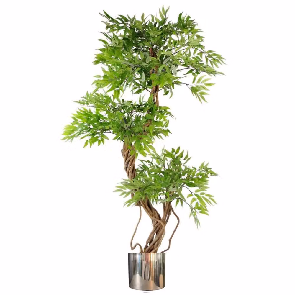 Leaf 140cm Artificial Japanese Fruticosa Ficus Tree in Green and Silver – 3