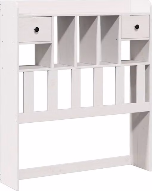 Berkfield Home White Solid Wood Pine Headboard with Integrated Nightstands and Storage, Width: 90 cm