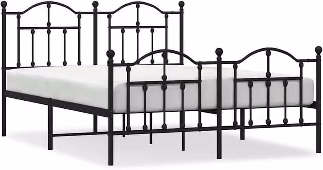 Berkfield Home Metal Bed Frame with Headboard and Footboard in Matt Black, 140 x 200 cm – 1