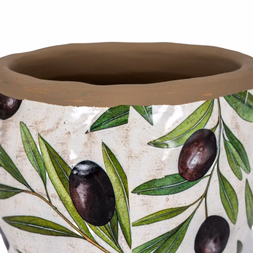 Lemon Pavilion Furniture and Decor Verdal Olive Medium Ceramic Tabletop Planter, Green and White, W: 15 cm, D: 15 cm, H: 13 cm – 2