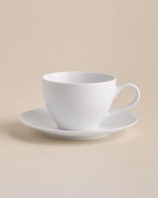 M&S Maxim White Porcelain Cappuccino Cup and Saucer Set