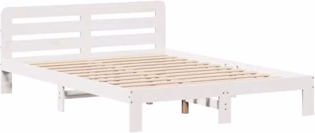 Berkfield Home Decorative King Size Bed Frame in White, Solid Pine Wood, W/D/H: 150 x 200 x 65.5 cm