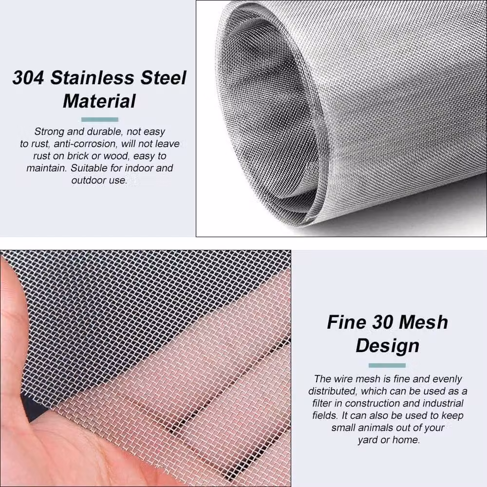 FLAVORA Stainless Steel Wire Mesh Panel in Silver, W/H: 300 x 120 cm – 3