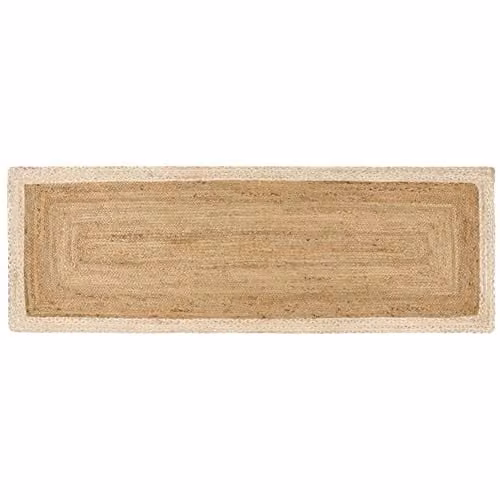 Phoenox Textiles Limited Origins Jute Border Table Runner in Natural White, W: 67 cm, L: 200 cm