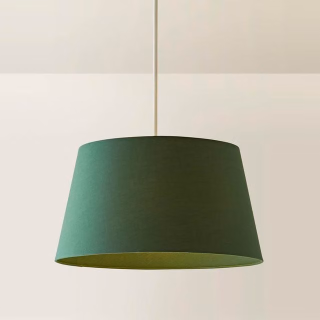 ValueLights Aspen Large Tapered Fabric Pendant Lamp Shade in Forest Green and Black