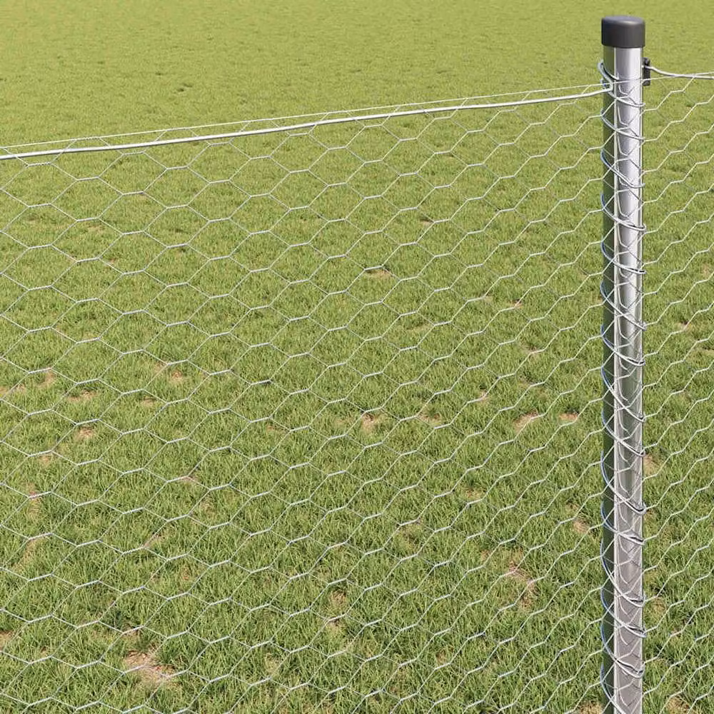 Berkfield Home Silver Galvanised Steel Hexagon Trellis Fence, 1 x 10 m – 2