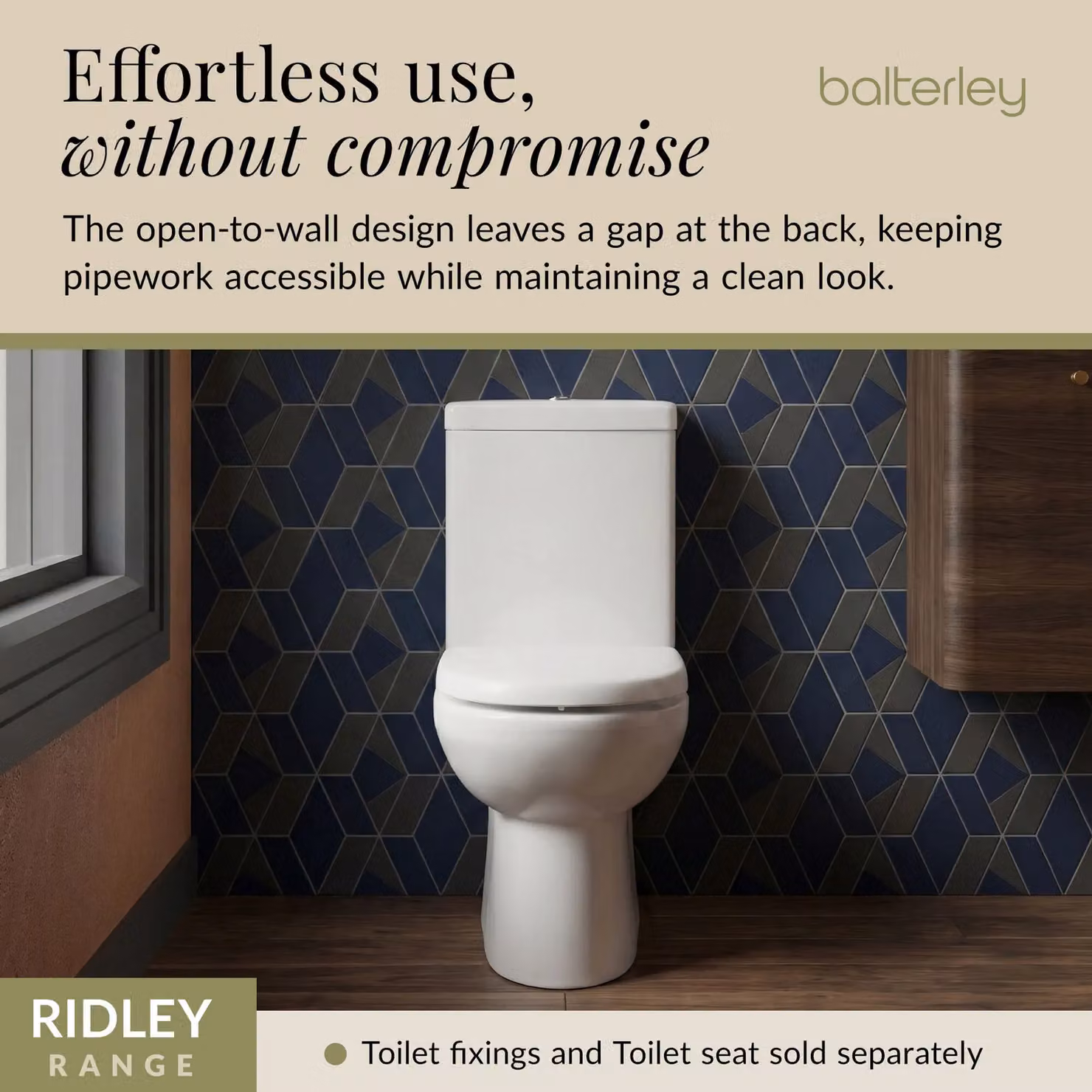 Balterley Compact Ceramic Toilet Pan and Cistern in White, W/D/H: 80.5 x 36 x 62.5 cm – 4