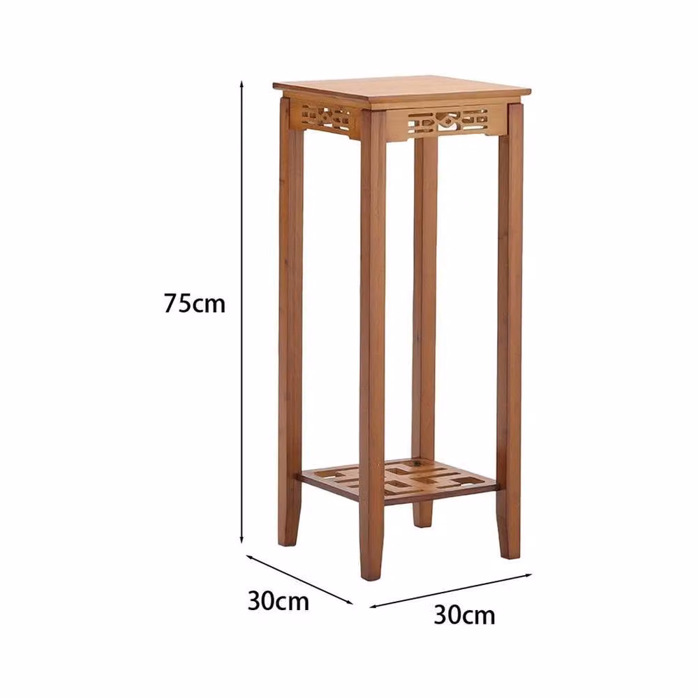 VOGREX 2 Tier Brown Bamboo Corner Plant Stand and Flower Pot Holder – 2