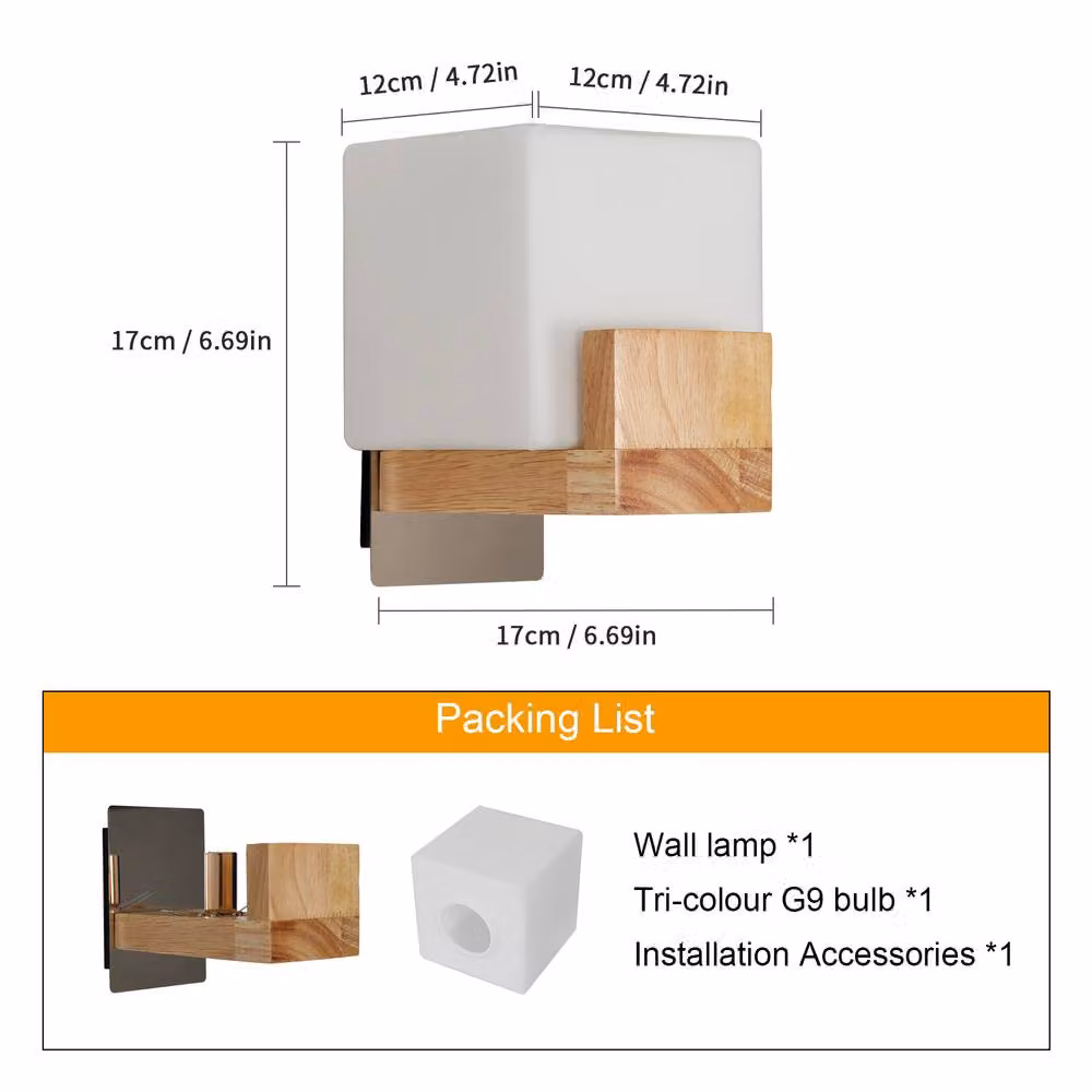 COMELY Vintage G9 LED Indoor Wall Light with Wood and Glass in Walnut – 7