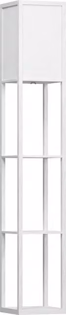 HOMCOM White Floor Lamp with 3-Tier Storage Shelf for Living Room and Bedroom – 1