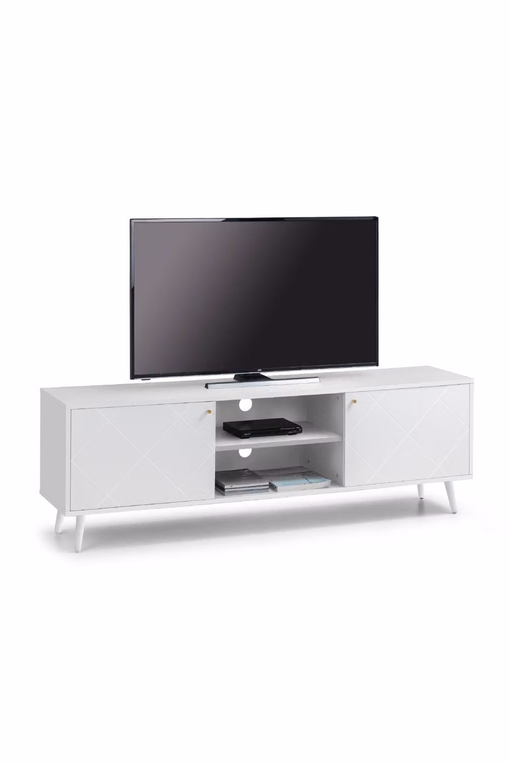 Julian Bowen Moritz Modern White and Gold TV Cabinet W/D/H: 177.0 x 40.0 x 58.5 cm – 2