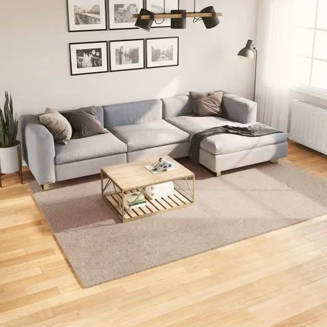 Berkfield Home HUARTE Short Pile Washable Modern Rug in Sand and Brown, W/D/H: 200 x 280 cm