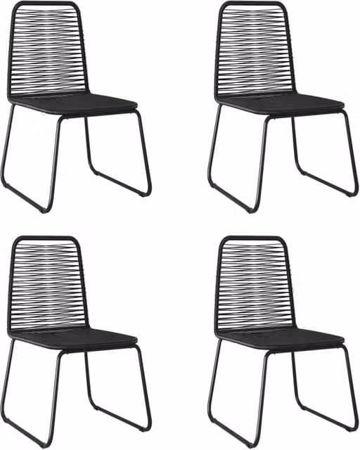 Berkfield Home Set of 4 Black Poly Rattan Outdoor Chairs with Armrests