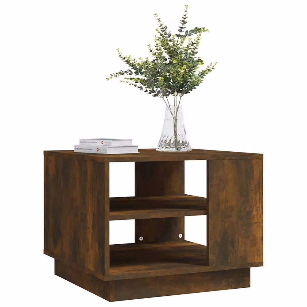 Berkfield Home Modern Square Coffee Table in Smoked Oak Brown, W/D/H: 55 x 55 x 43 cm – 3