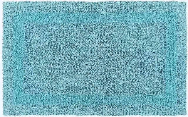Homescapes Luxury Extra Large Reversible Cotton Bath Mat, Blue, W/D/H: 70 x 120 cm
