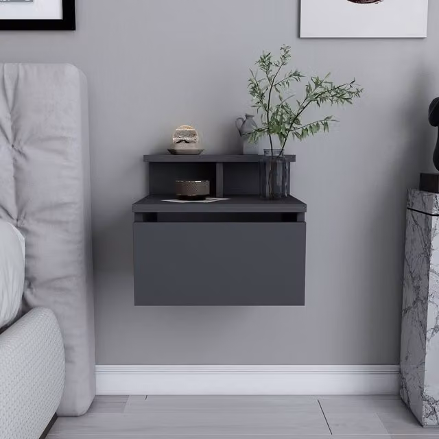 Decorotika Aleph Floating Bedside Table in Anthracite