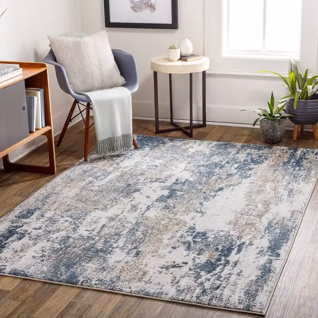 Livabliss Allegro Abstract Modern Marble Living and Dining Rug in Blue, Beige and Grey, W: 200 cm, D: 275 cm – 1