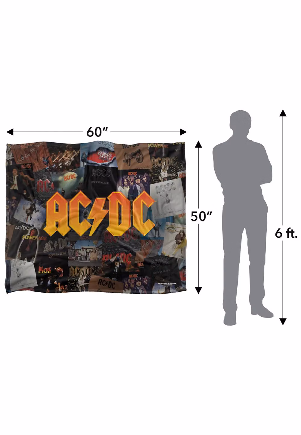 Trevco AC/DC Albums Silky Touch Super Soft Throw Blanket, Multicolour, W/D/H: 152 x 127 cm – 7