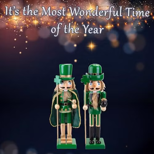 VFM e-Store Nutcracker Luck Christmas Decoration in Green, H 41.5 x W 12.2 x D 10.4 cm – 4