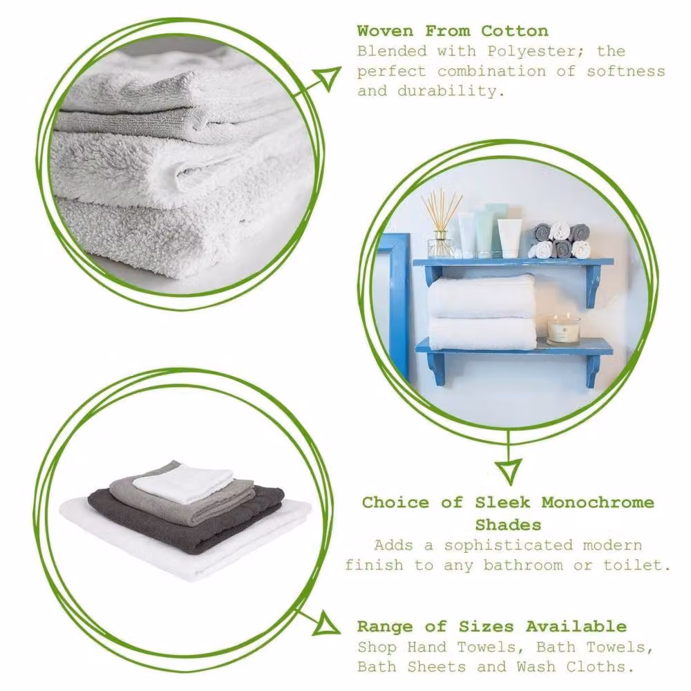 Nicola Spring Grey Cotton Bath Sheets, Pack of 2, W: 160 cm, H: 90 cm – 2