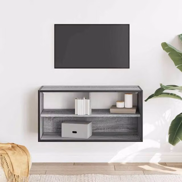 Berkfield Home Grey Sonoma TV Cabinet in Engineered Wood and Metal, W/D/H: 80 x 31 x 39.5 cm – 1
