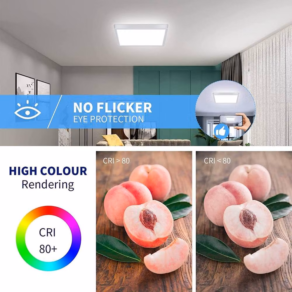Goeco White Square LED Ceiling Light, 24 W, IP45, 30 cm Diameter – 3