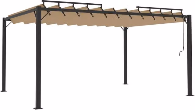 Berkfield Home Gazebo with Louvered Roof in Beige Aluminium, W: 400 cm, D: 300 cm