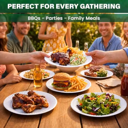 ECONX 1000 Pack White Heavy Duty Disposable Paper Plates, 18 cm – 6