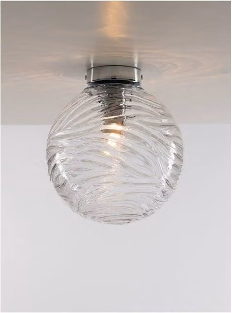Netlighting Nereide Globe Flush Ceiling Light with Transparent Glass Sphere and Chrome Finish, E27