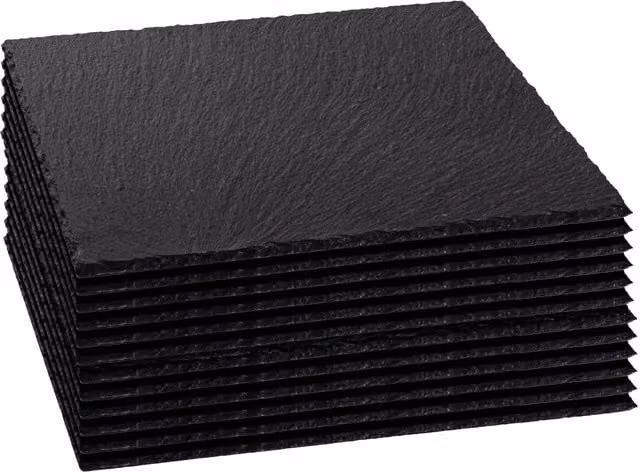 Argon Tableware Set of 12 Square Black Slate Placemats, 33 cm – 1