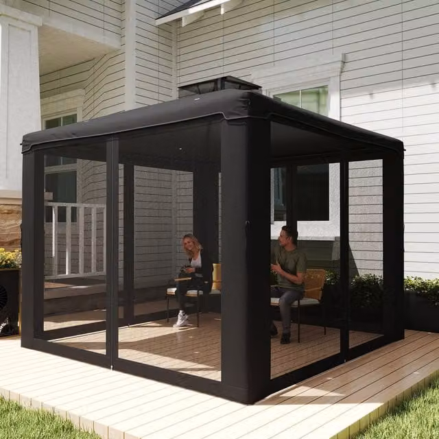 Outsunny 2.95m Outdoor Gazebo Shelter in Black