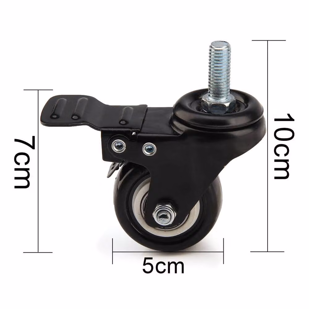 Nordara 4-Piece Heavy Duty Black Rubber Swivel Castor Wheels with Steel Screw Mount – 2