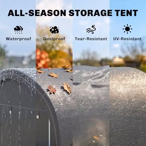 Outsunny Heavy Duty Garden Storage Tent with Double Doors, Grey, W/D/H: 300 x 300 x 235 cm – 3