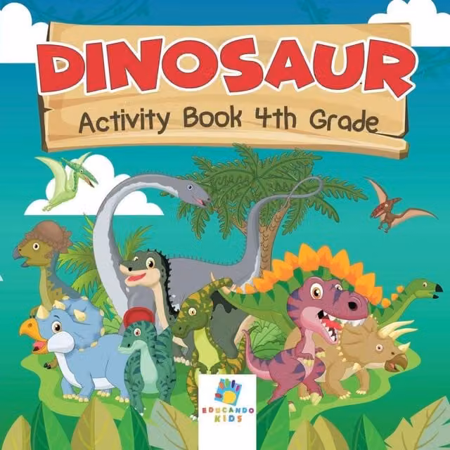 Educando Kids Dinosaur Activity Book for 4th Grade, Multicolour Paperback