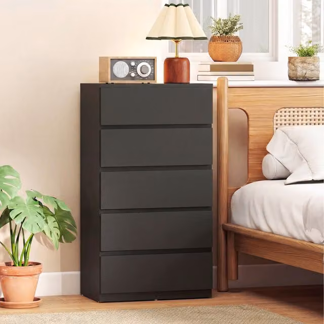 HOMCOM Modern Glossy Black Chest of Drawers with Soft Close Drawers, W: 100 cm, D: 34 cm