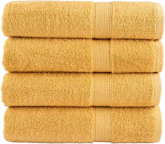 Berkfield Home SOLUND Premium Cotton Terry Bath Towels, Gold, 4 Pack, W: 100 cm, L: 150 cm, 600gsm