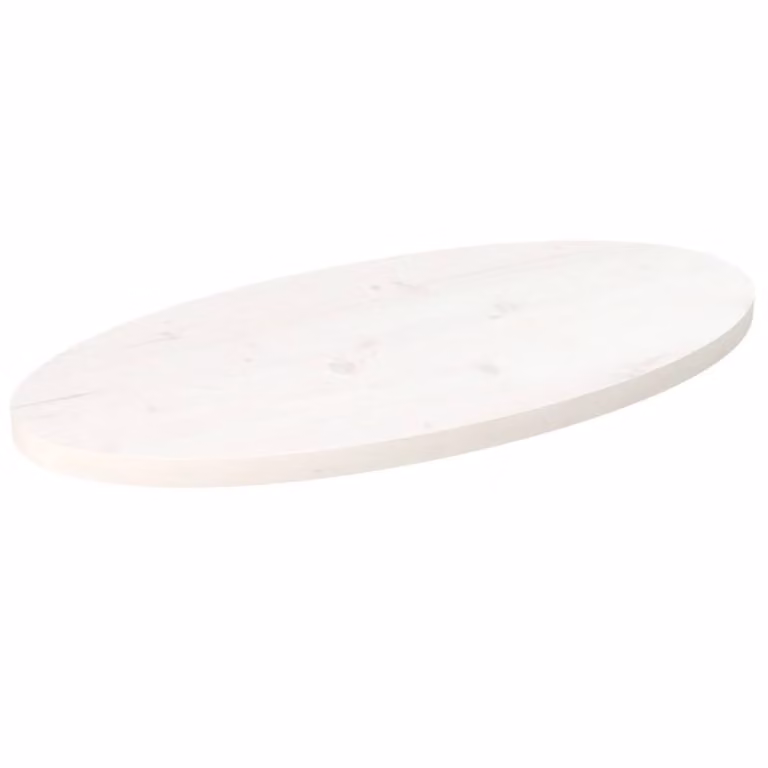 Berkfield Home White Oval Solid Wood Pine Table Top, W: 80 cm, D: 40 cm, H: 2.5 cm