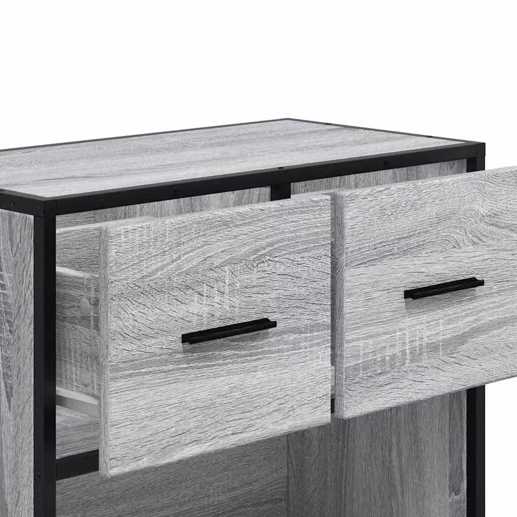 Berkfield Home Grey Sonoma Bedside Cabinet in Engineered Wood and Metal, W: 60 cm, D: 31 cm, H: 60 cm – 5