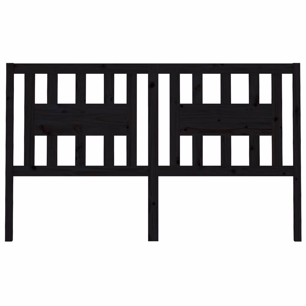 Berkfield Home Black Rustic Solid Pine Wood Headboard W/D/H: 126 x 4 x 100 cm – 2