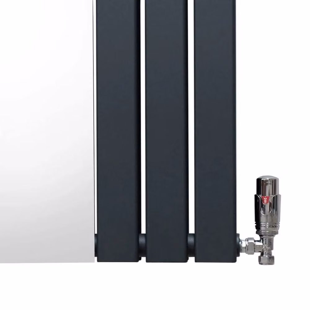 Monstershop Mirror Radiator and Valves in Anthracite Grey, W: 180 cm, H: 42.5 cm – 5