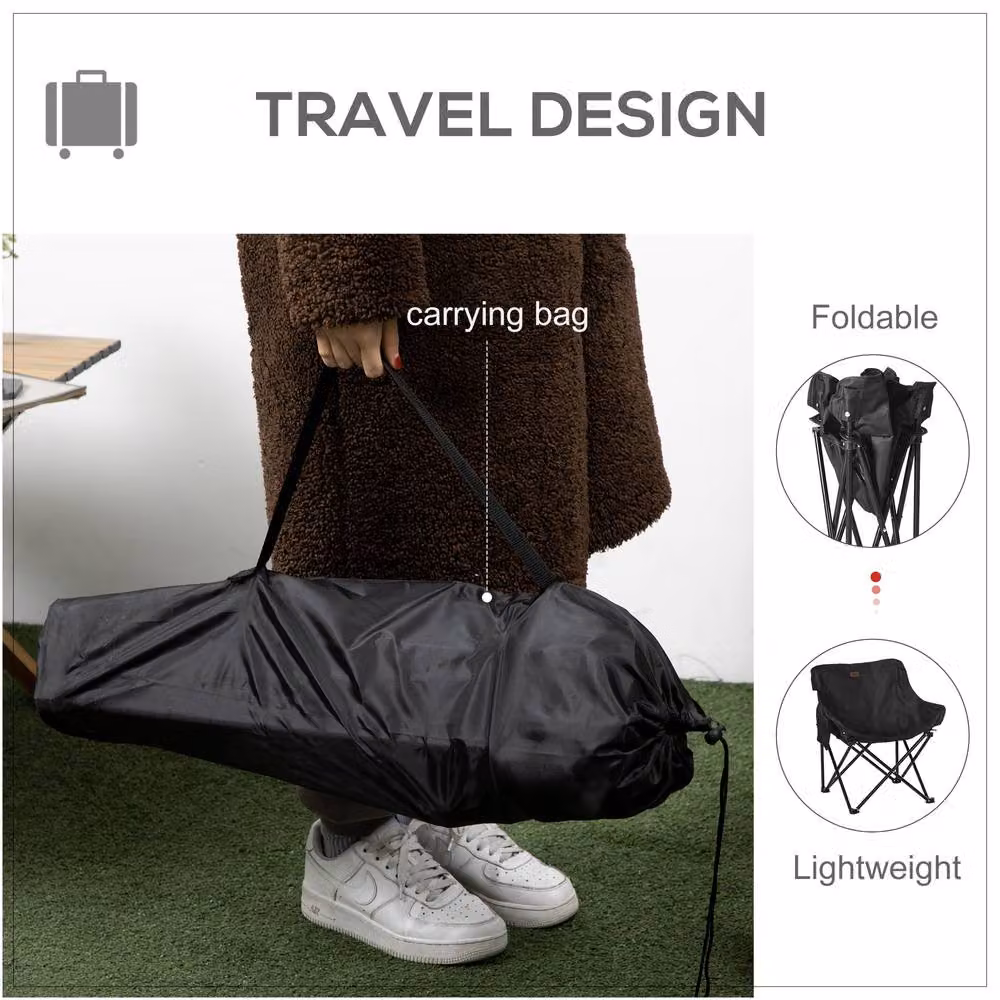 STILVORA Folding Camping Chair with Carry Bag in Black – 4