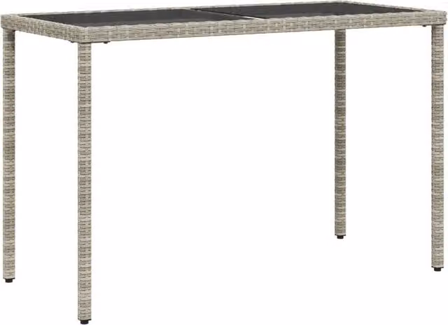 Berkfield Home Rectangular Garden Table with Glass Top in Light Grey, W/D/H: 115 x 54 x 74 cm